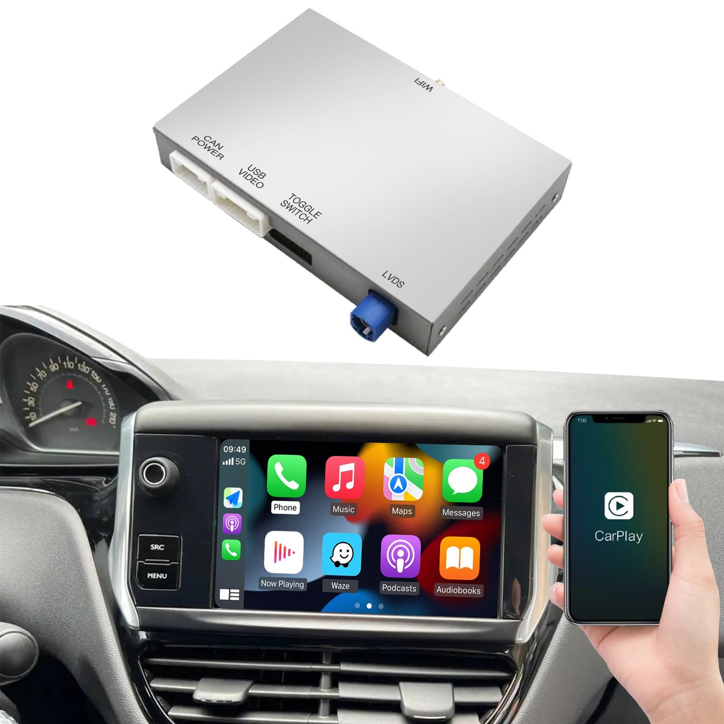 Module Apple CarPlay &amp; Android Auto pour écran d’origine – Peugeot et Citroën